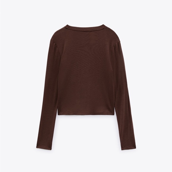 ZARA BROWN LONG SLEEVE T SHIRT - Picture 5 of 6